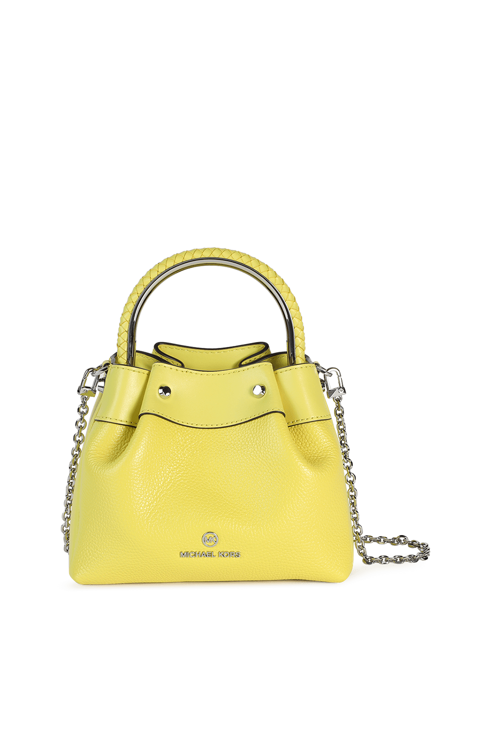 Pebbled-Leather Monogram Tote Bag in Yellow